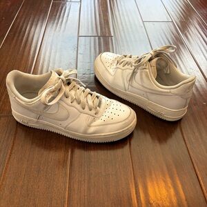 Men’s Nike Air Force 1 White Leather Sneakers - Size 9